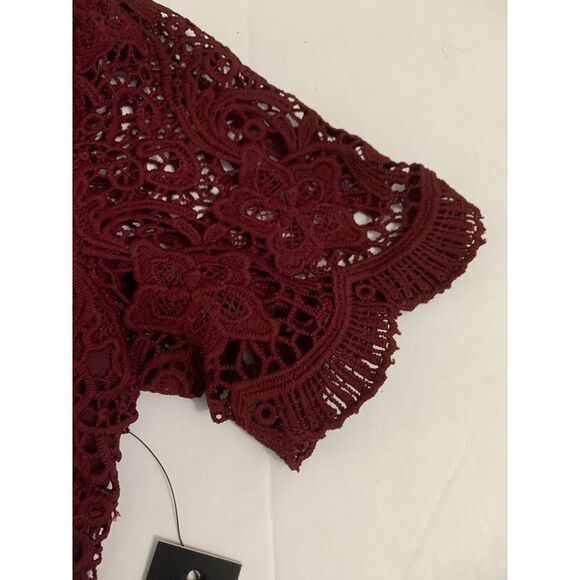Lulus NWT Burgundy Lace Detail Dress - Picture 8 of 14